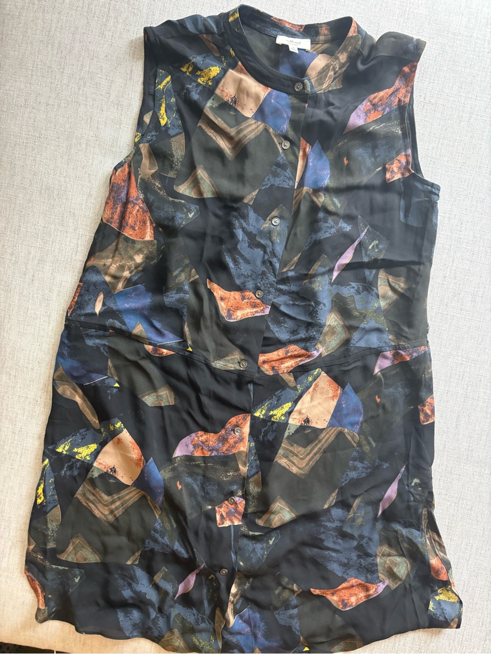 Wilfred Sleeveless Silk Printed Button-Front Women’s Top - Black Multi